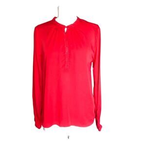 Cloth & Stone NWT Satin Femme Henley Button Front Blouse Red Small
